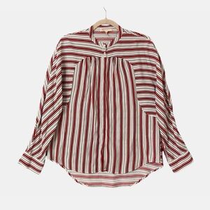 Maje Red and White Striped Button Down Shirt